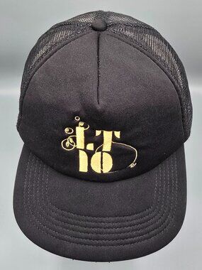Black & Gold Embroidered Logo Adjustable Snapback Mesh Back Big X Trucker Hat
